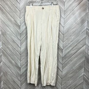 Urban Outfitters UO Linen Blend Cream Wide Leg Pants 4